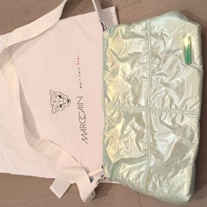 Marc Cain light green shimmery crossbody bag with white interior